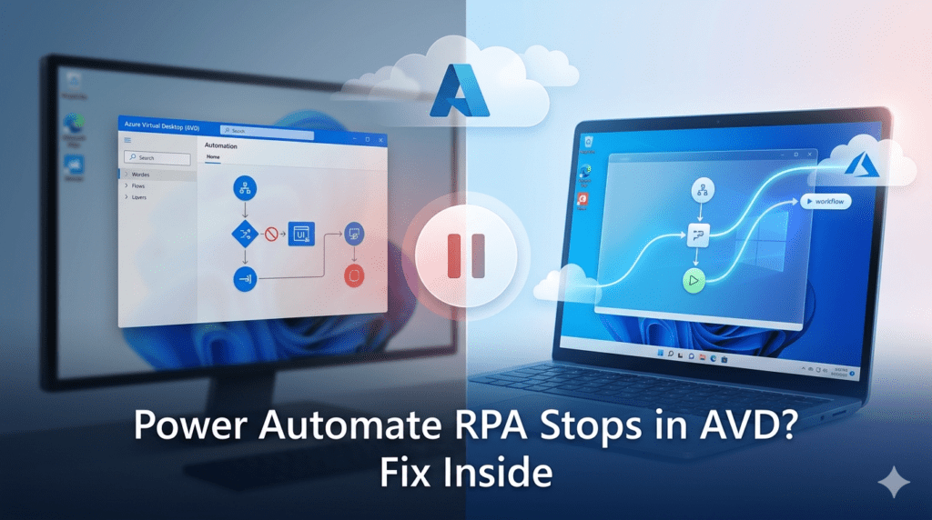Power Automate Desktop RPA stopping when Azure Virtual Desktop AVD session is minimized and fix using unattended RPA and registry workaround