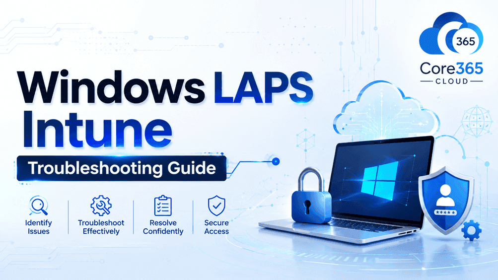 Futuristic technology banner illustrating Windows LAPS password rotation between Intune and Microsoft Entra ID
